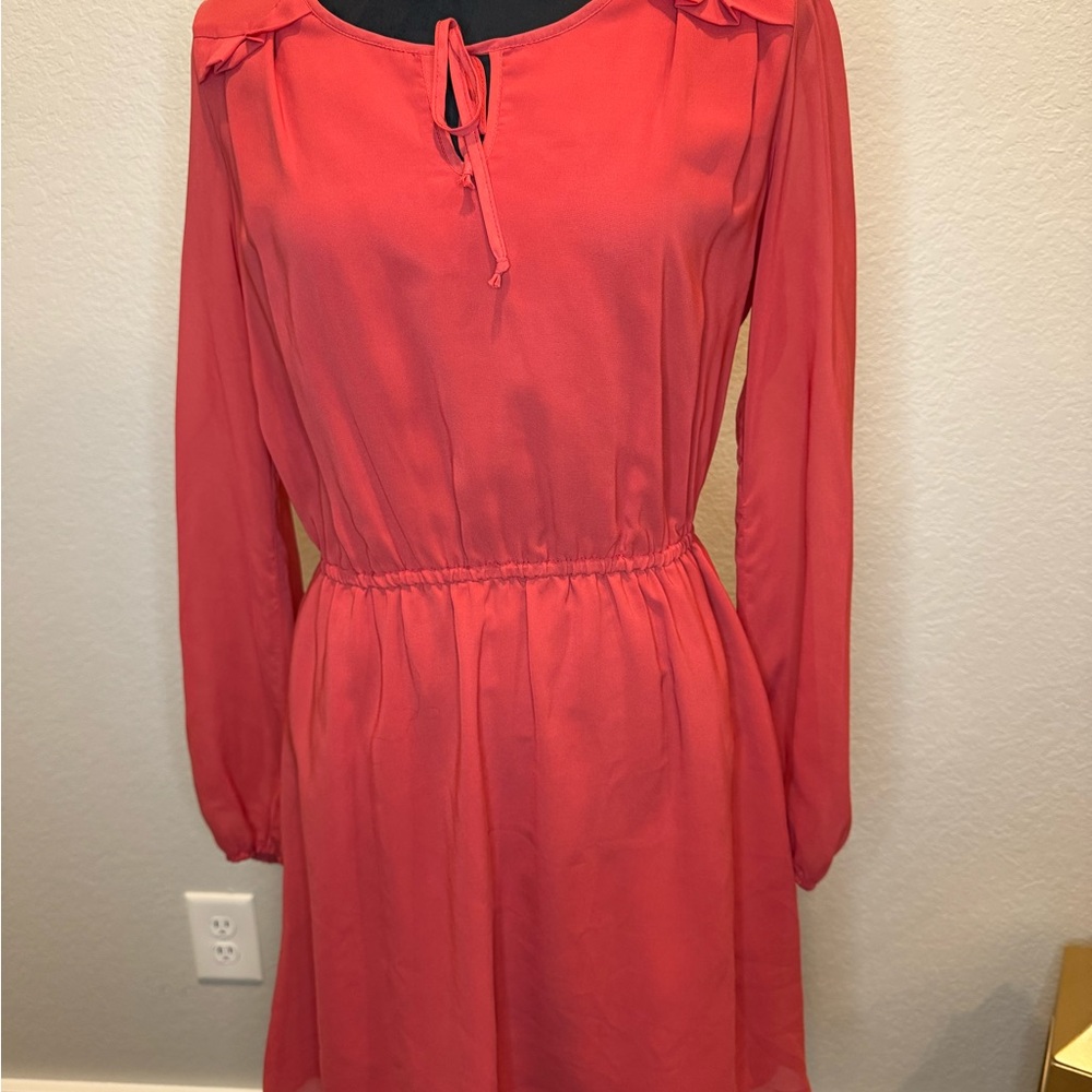 BCBGeneration grapefruit red Long Sleeve Dress A016